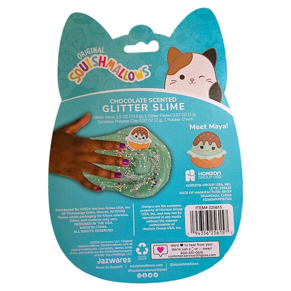 Squishmallows Maya Ice Cream Glitter Slime w/ Charm Chocolate Scent Collectible - Picture 8 of 8